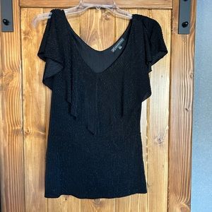 Black Sparkle Ruffle Top